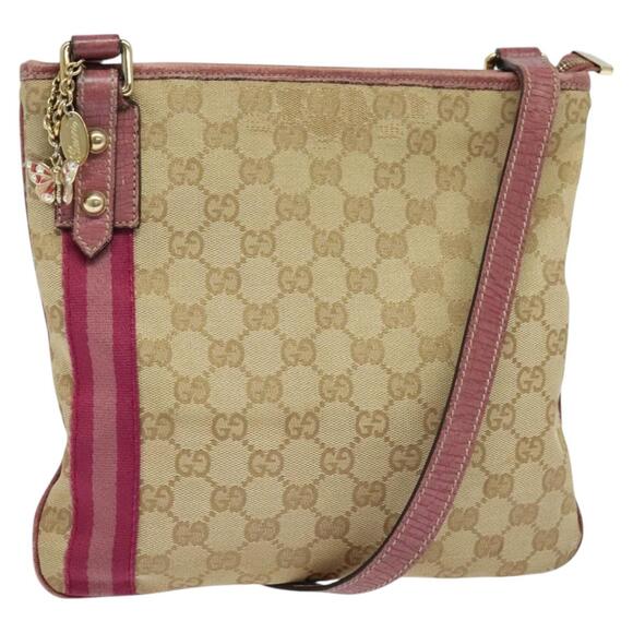 GUCCI GG Canvas Sherry Line Shoulder Bag Beige Gold - Picture 1 of 16